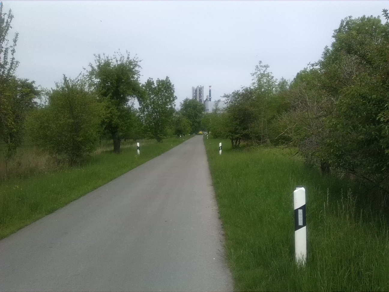 16a-Bernburg Am Felsenkeller Blick Von Klärwerk Nach Nordwesten Mit Streuobstwiesen Beidseitig Straße Hintergrund Schwenk Zementwerk (1)