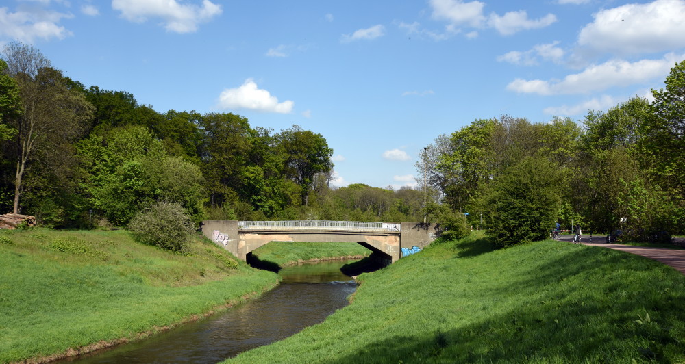 46-Leipzig Westteil NSG Burgaue Nahle Blick Nach Osten Brücke Gustav Esche Straße Über Nahle
