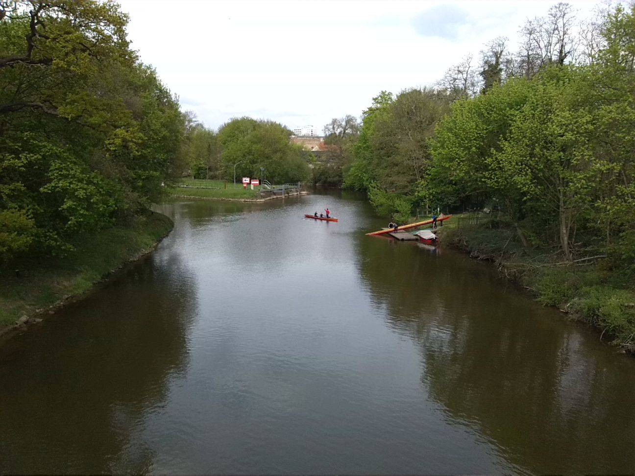 5-Blick Von Bogenbrücke Nach Nordosten Saale & Schleusenkanal & Graben Zu Mühle Woepke (1)