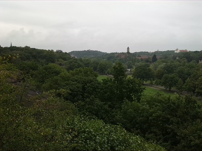 11a-Blick Von Felsen Amselgrund Nach Nordosten Über Talstraße & Saale Zu Bergzoo & Burg Giebichenstein & TMG (1)
