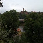 17a-Halle Felsen An Bergschenke Blick Nach Nordosten Auf Talstraße & Saae & Giebichensteinbrücke & Burg Giebichenstein (1)