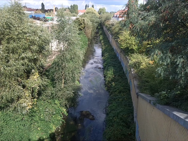 52a-Leipzig-Blick Von Brücke Rackwitzer Straße & Brandenburger Straße Auf Parthe Flussaufwärts Nach Nordosten (1)