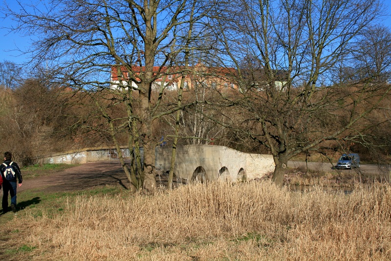 41a-Halle_Saale-Elster-Aue Blick Zur Schafbrücke Über Weiße Elster Nach Nordosten