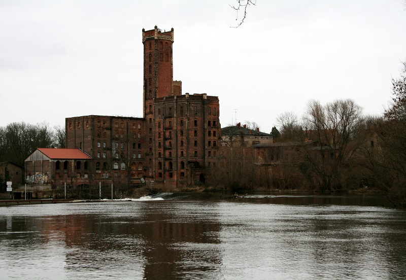 43a-Halle Rabeninsel Ostteil Schlenkerweg Blick Nach Nordosten Über Saalewehr Böllberg Zu Hildebrandsche Mühle