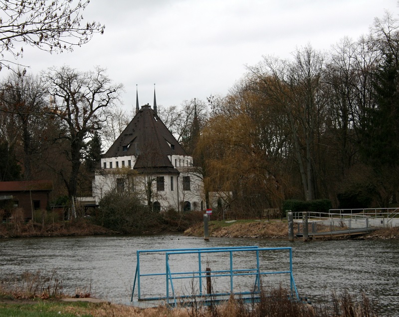 56a-Halle Holzplatz Blick Saaleabwärts Auf Ratswerder & Marktkirche & Mühlgraben Nach Nordosten