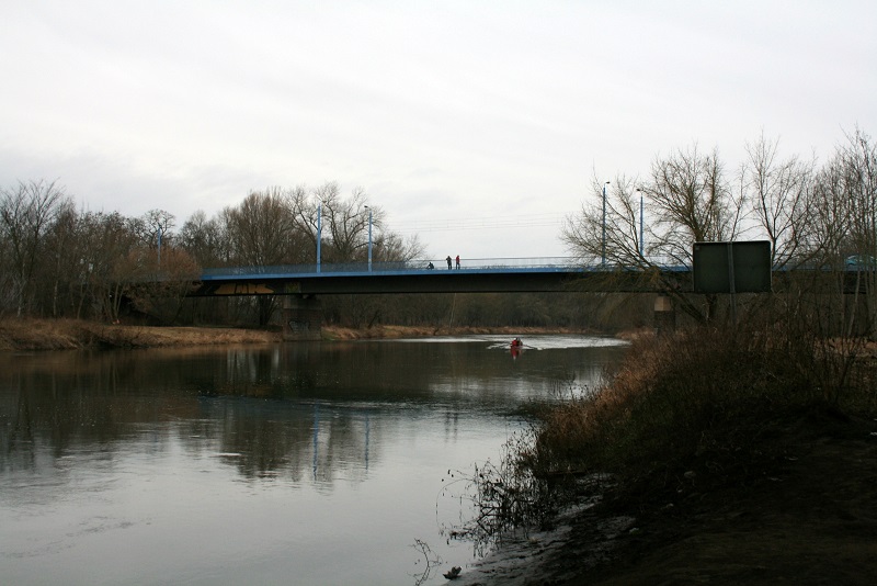 6a-Halle Blick Vom Holzplatz In Richtung Saale & Sandanger & Brücke Mansfelder Straße Nach Norden
