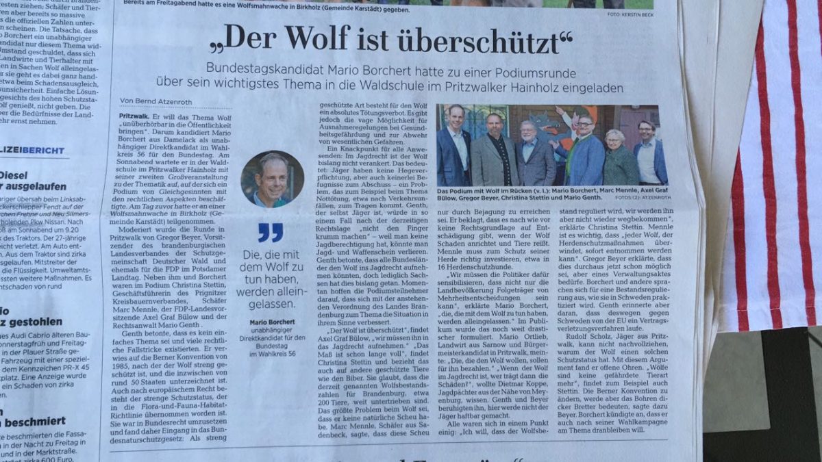 Artikel der Wolf ist überschützt