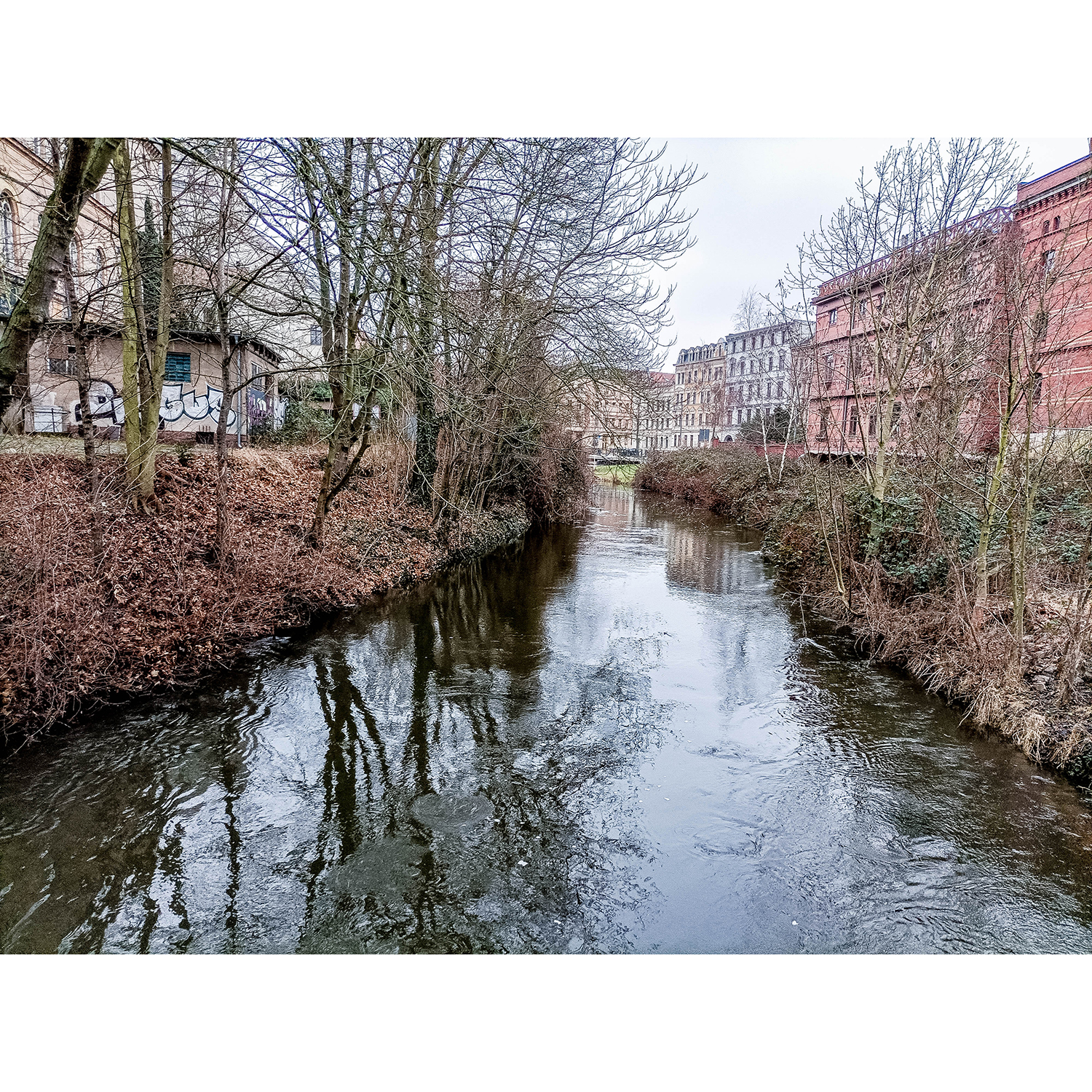 04-Halle-Mühlpforte - Blick nach Südwesten auf Mühlgraben gewässeraufwärts & Robert-Franz-Ring