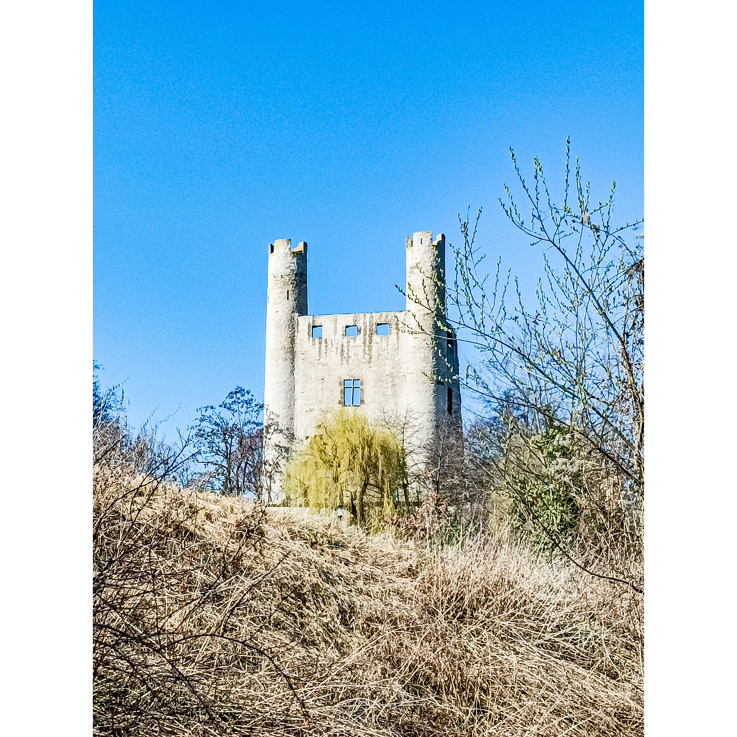 18-Saalfeld-Saalewiesen - Blick nach Nordwesten auf Ruine Hohen Schwarm