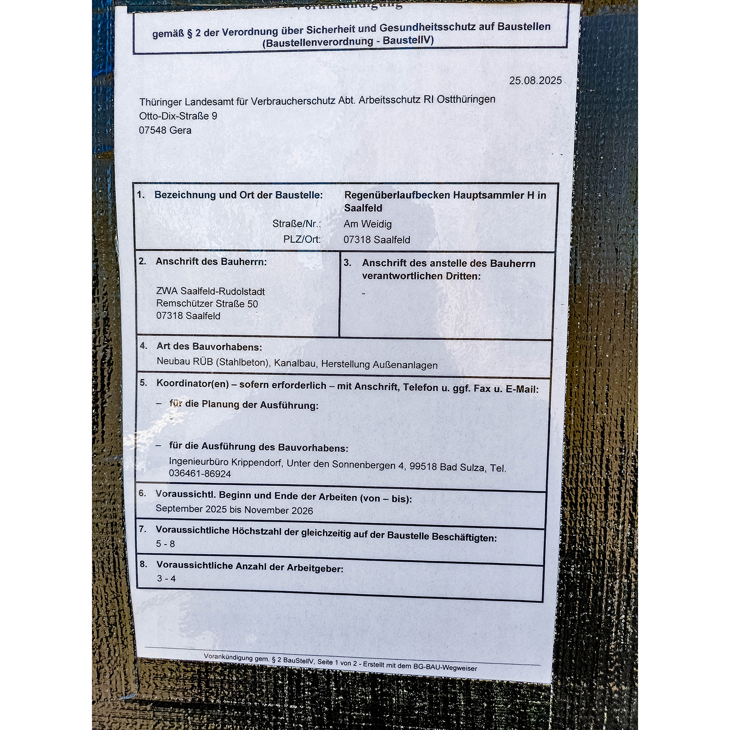 31-Saalfeld-Am Weidig - Blick nach Südosten auf Baustelle Regenüberlaufbecken Hauptsammler H in Saalfeld