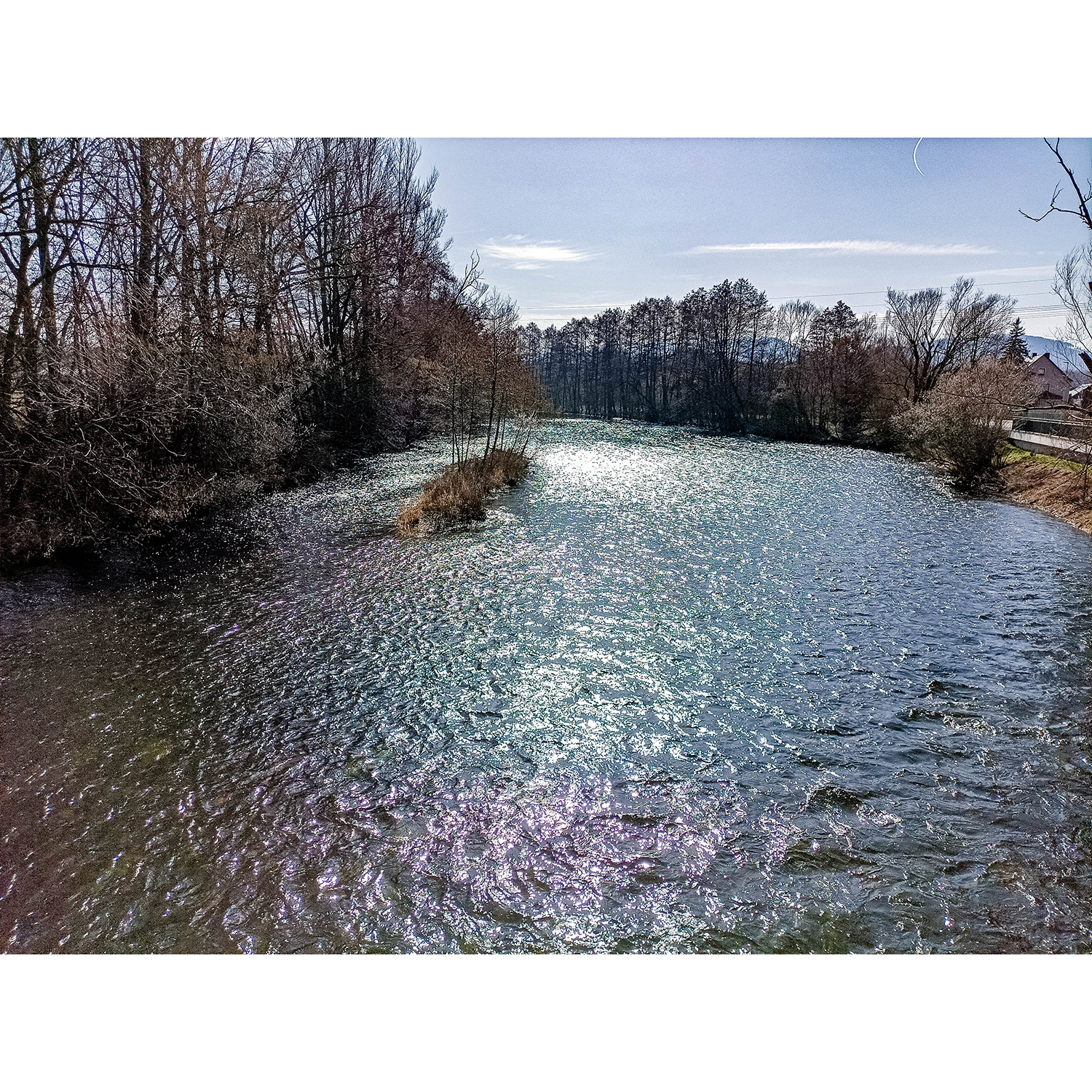 40-Saalfeld-Remschütz - Saalebrücke zwischen Dorfanger & Florian-Geyer-Straße - Blick nach Süden auf Saale gewässeraufwärts mit Einmündung Mühlgraben Göritzmühle